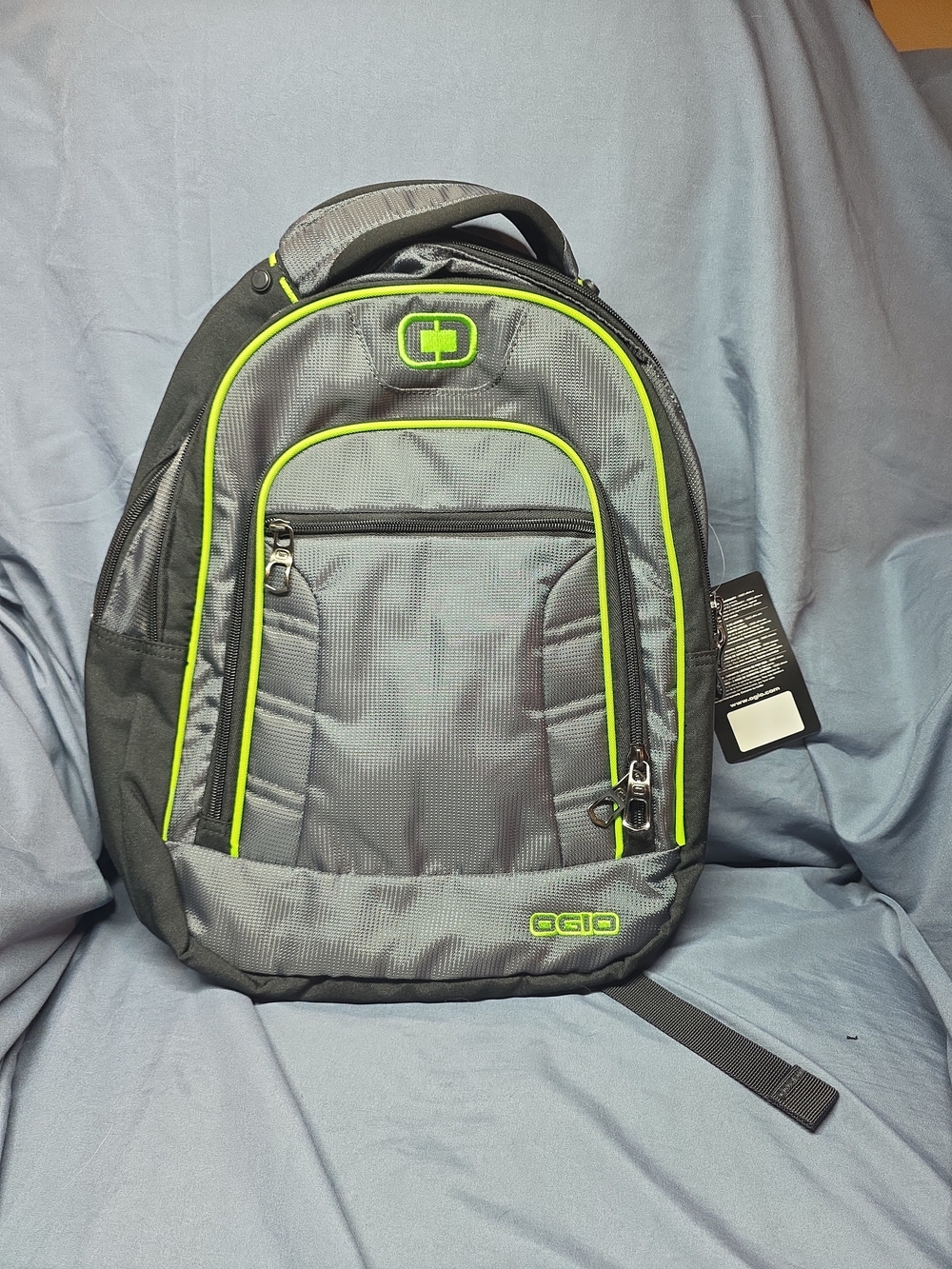 OGIO Men’s Gray Backpack with Neon Green Trim